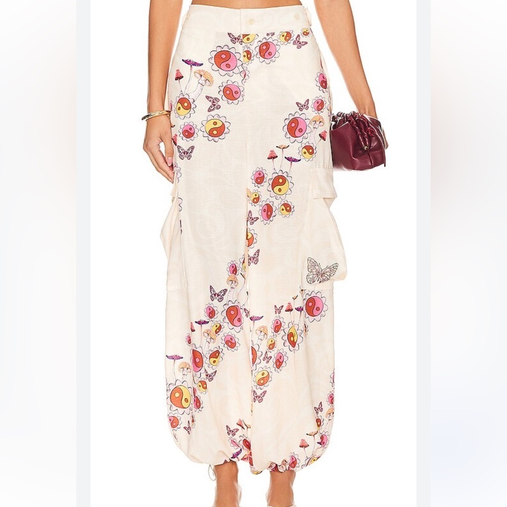 Agua Bendita Maicy Cargo Pants in Butterly Mushroom Print, NWT SZ XL - Picture 4 of 10
